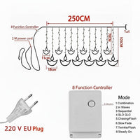 20 Diya Curtain Lights – Warm White LED | 8 Flashing Modes | Perfect for Diwali, Wedding, Party & Home Décor