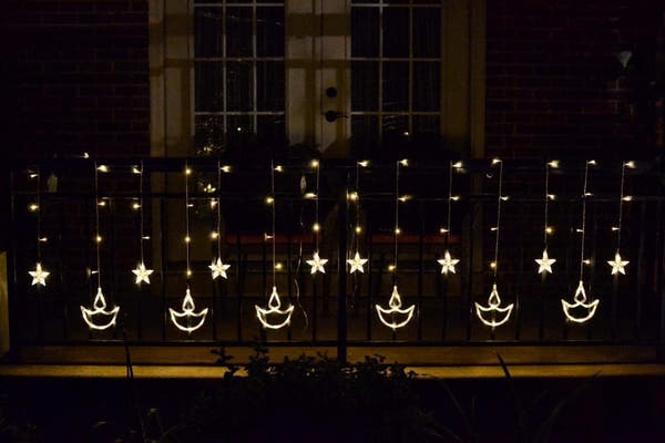 20 Diya Curtain Lights – Warm White LED | 8 Flashing Modes | Perfect for Diwali, Wedding, Party & Home Décor