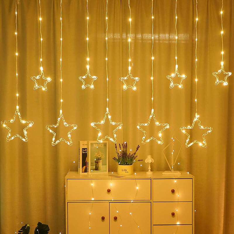 Star Curtain Fairy Lights – 3M | 96 Warm White LEDs | 8 Lighting Modes