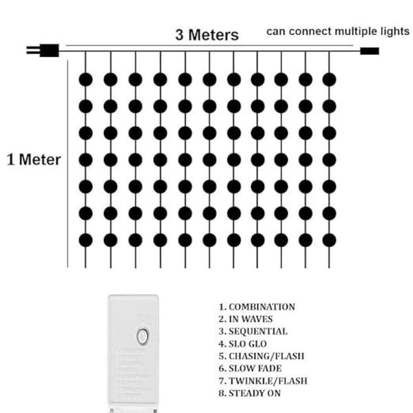 80 Crystal Ball Curtain Fairy Lights – 3x2M Warm White | 8 Flashing Modes | Perfect for Diwali, Christmas & Home Décor
