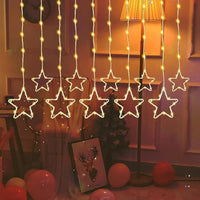 Star Curtain Fairy Lights – 3M | 96 Warm White LEDs | 8 Lighting Modes