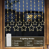 Star Curtain Fairy Lights – 3M | 96 Warm White LEDs | 8 Lighting Modes