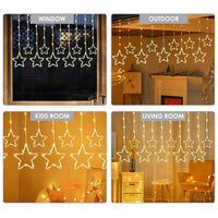 Star Curtain Fairy Lights – 3M | 96 Warm White LEDs | 8 Lighting Modes