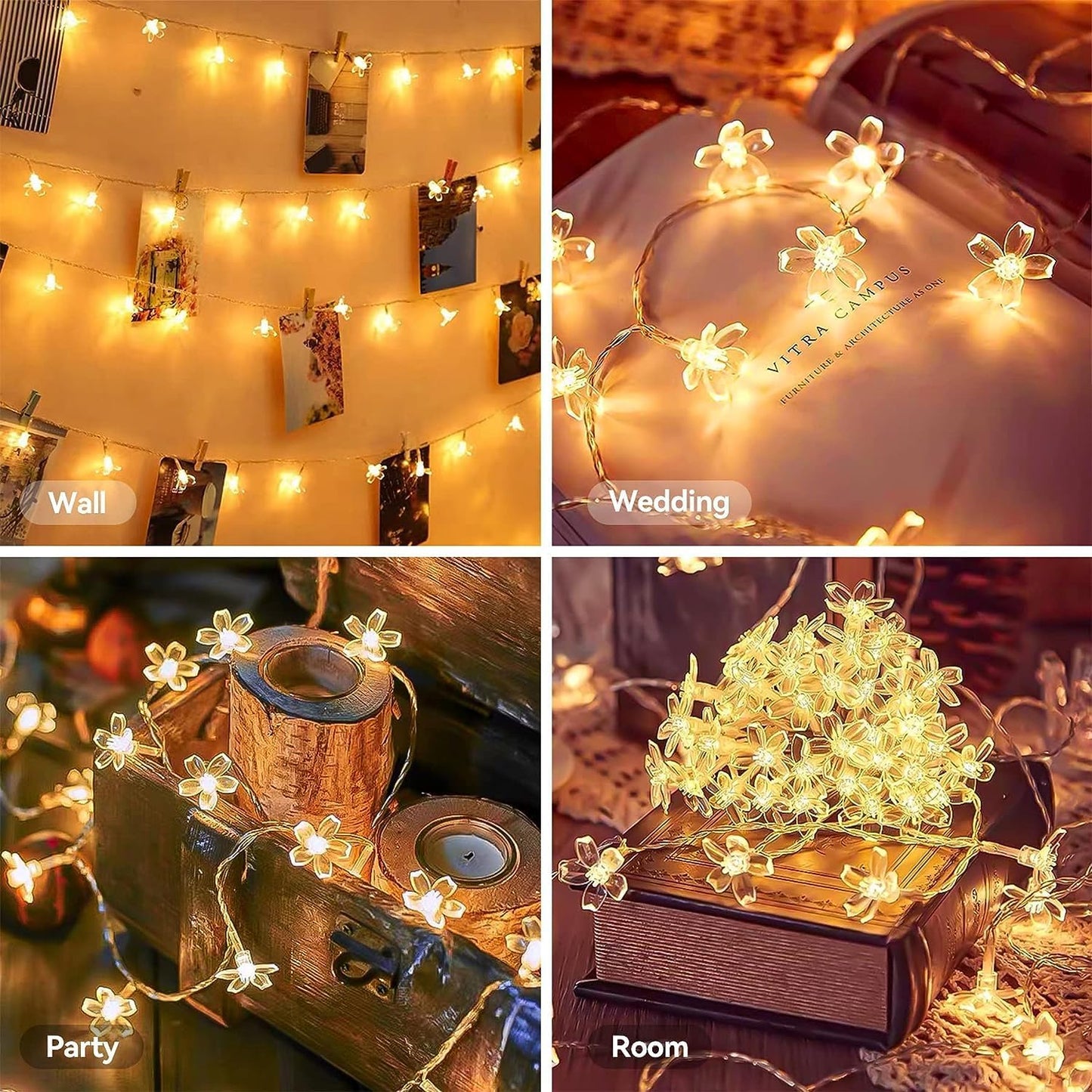 300 LED Plastic Fairy Curtain Lights – 3x3M Warm White | USB Powered | 8 Flashing Modes | Perfect for Wall & Window Decoration