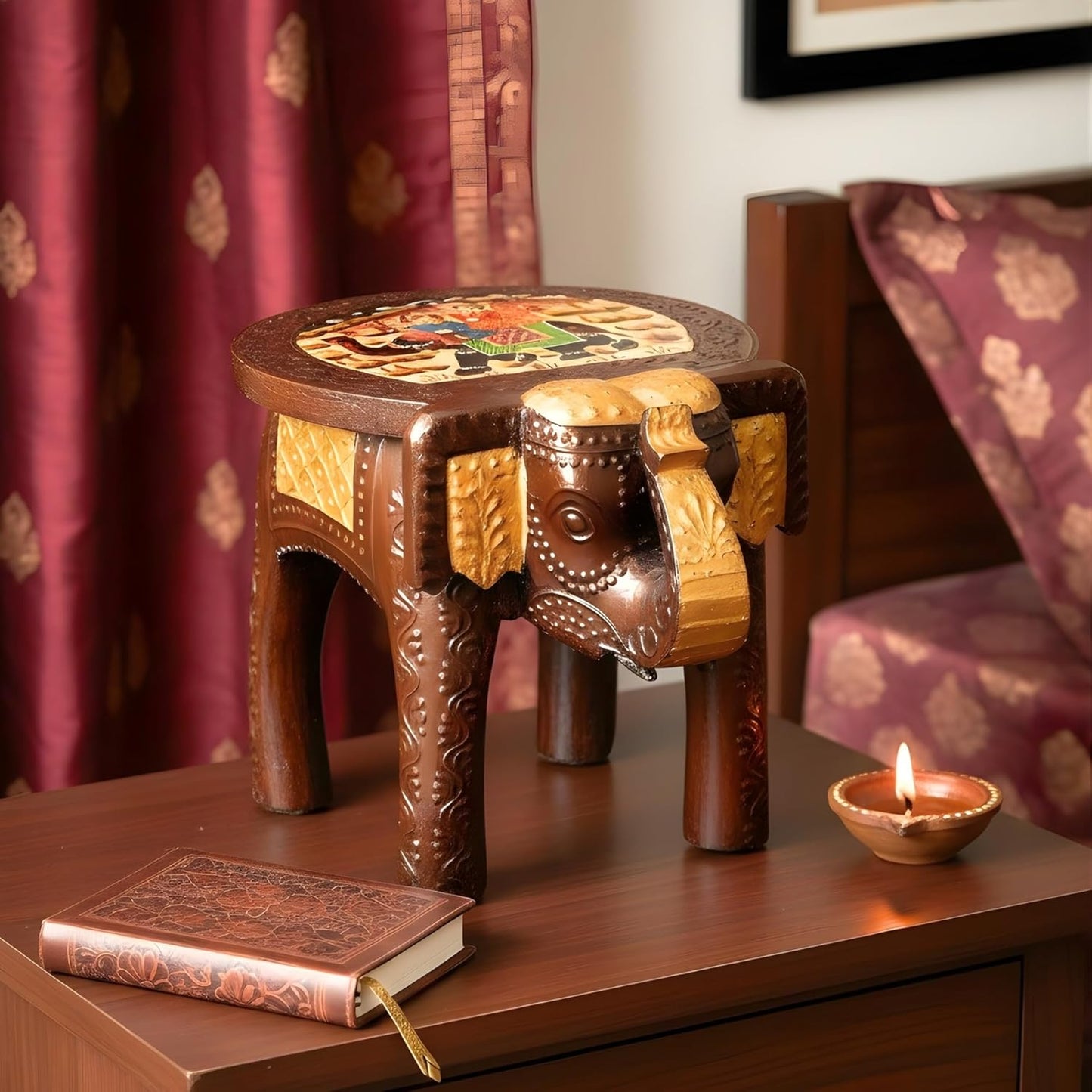 Hand-Painted Wooden Heritage Elephant