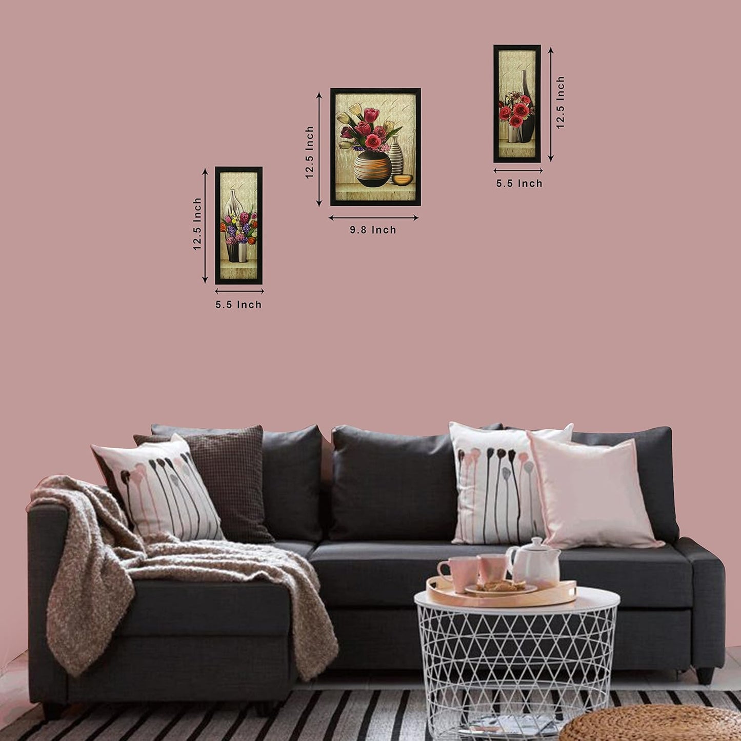 Modern Floral Triptych Art Set
