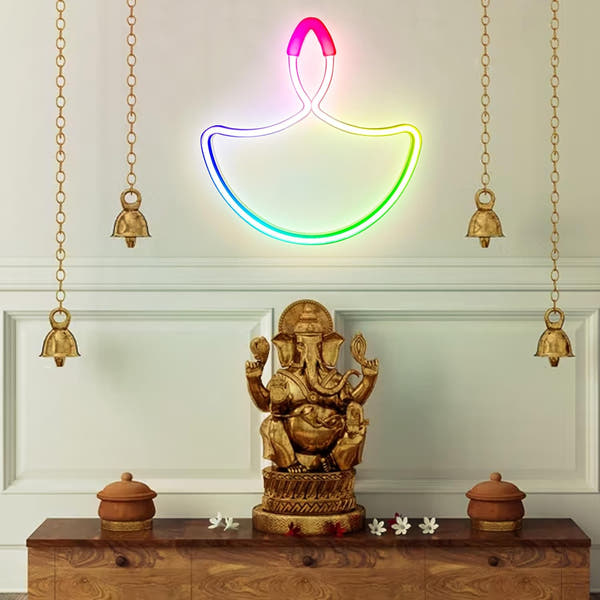 Diya Neon LED Sign – Illuminate Your Traditions with Modern Elegance